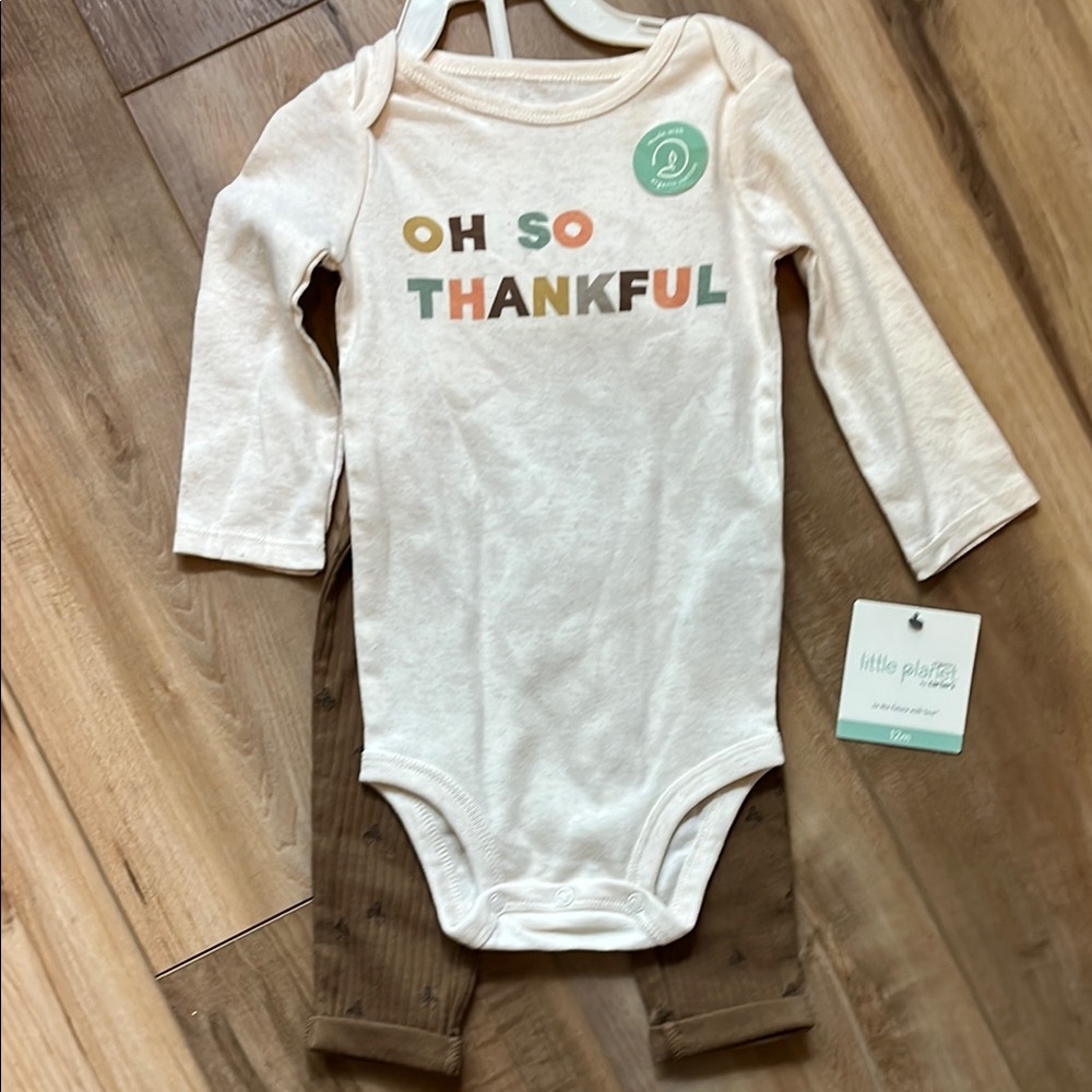 Carter’s Little Planet NEW Thanksgiving Cream and Brown Kids One Piece 12 Months